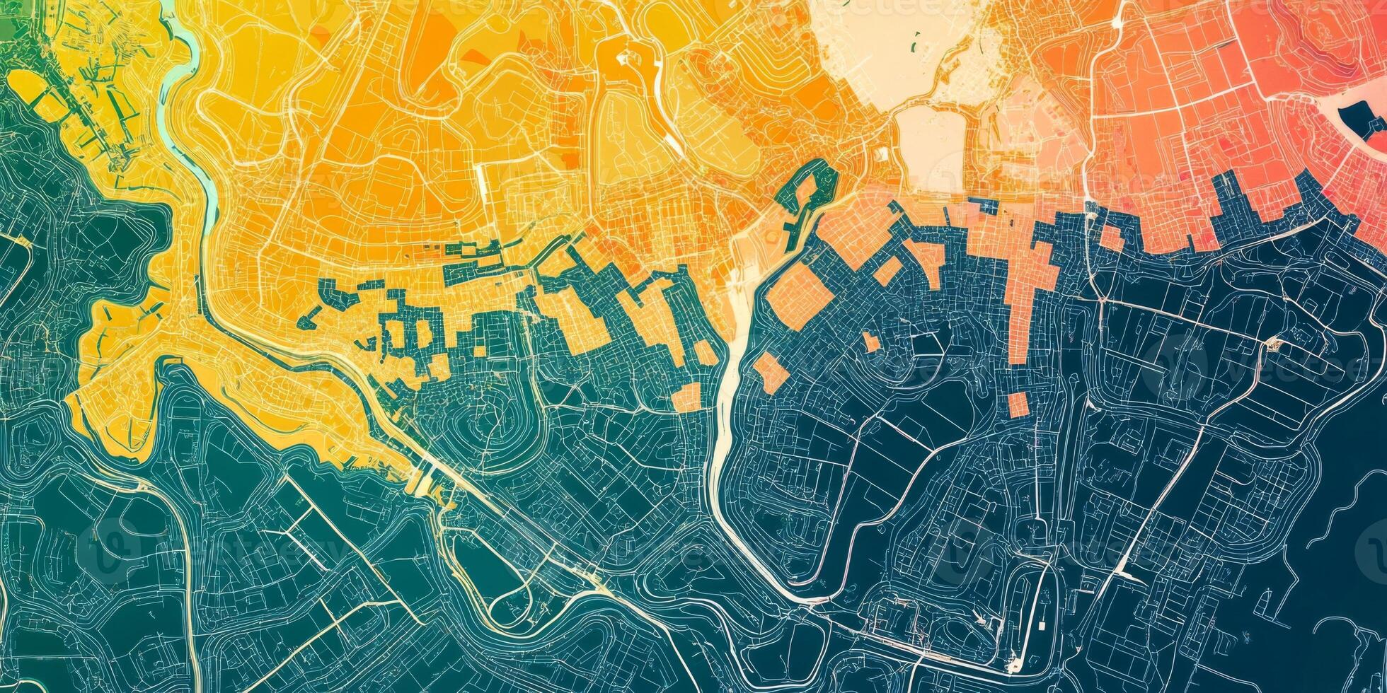 Abstract City Map Urban Planning Aerial View Colorful Gradient photo