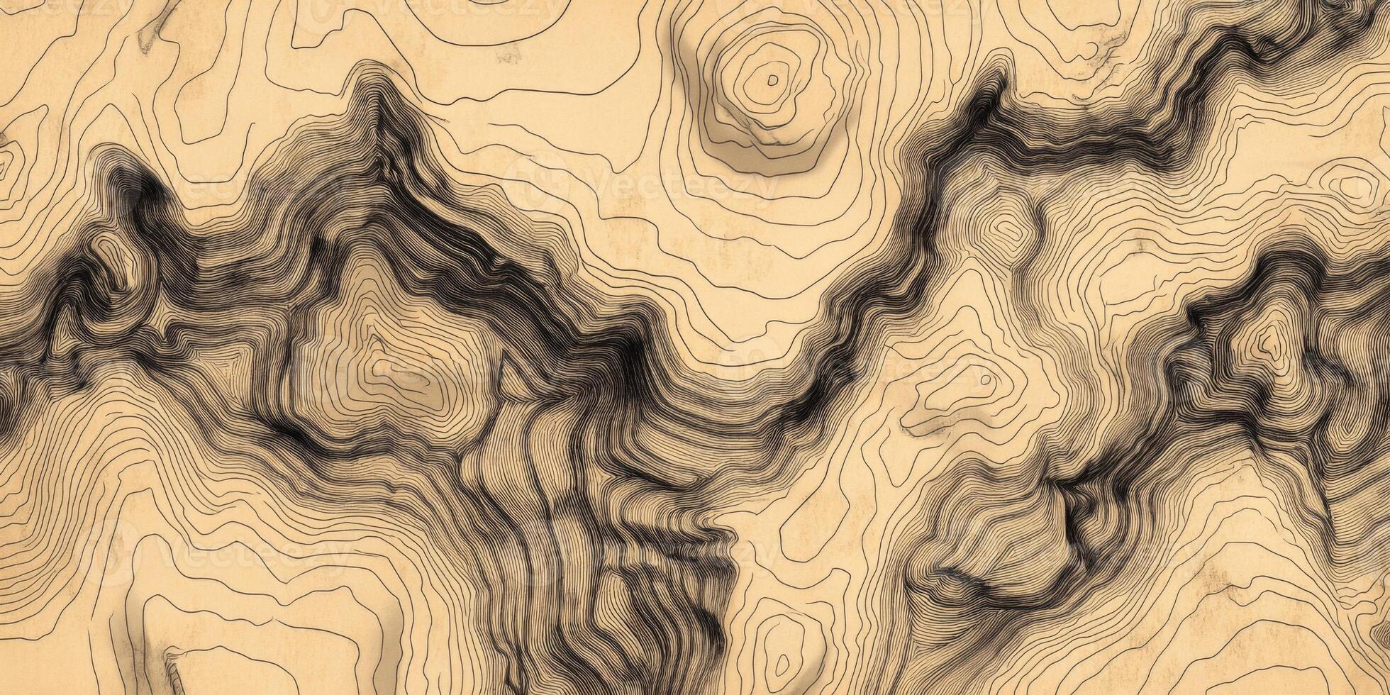Vintage Sepia Topographic Map Terrain Contour Lines Hand Drawn Illustration Background photo