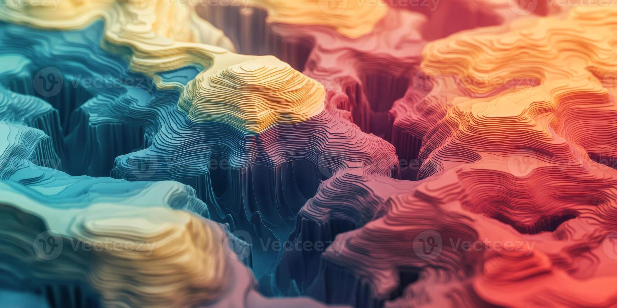Abstract 3D Topographic Map Colorful Mountain Range Texture photo