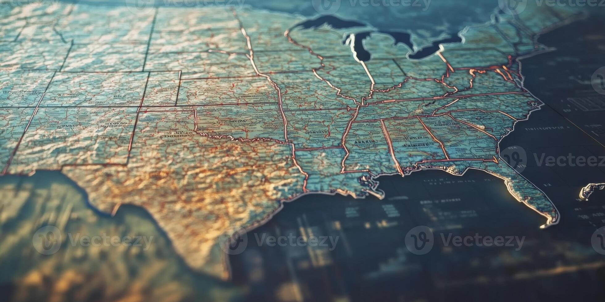 USA Map States Highways Travel Geography Road Trip photo