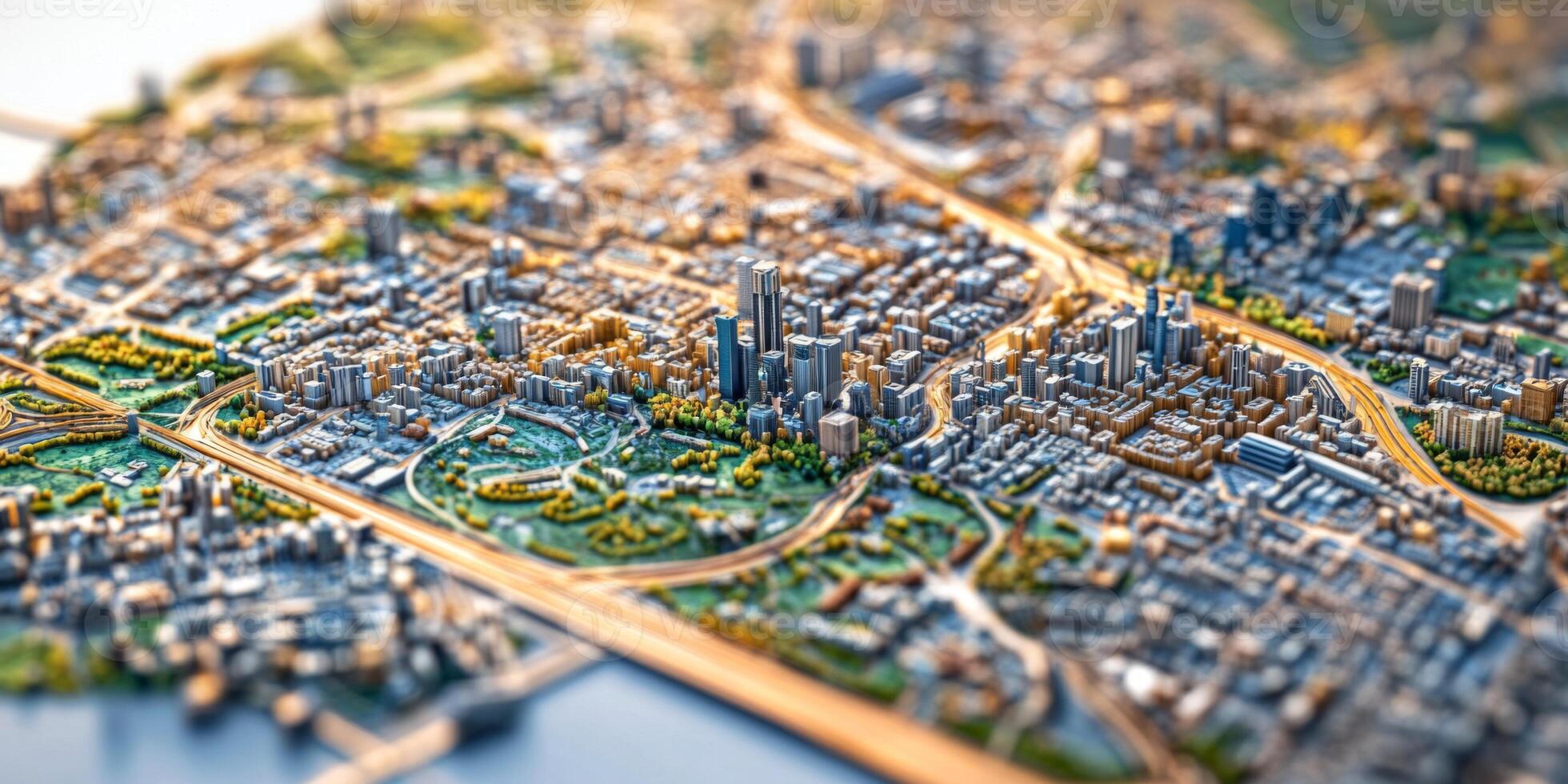 Detailed 3D Cityscape Model Urban Planning Architecture Modern City photo