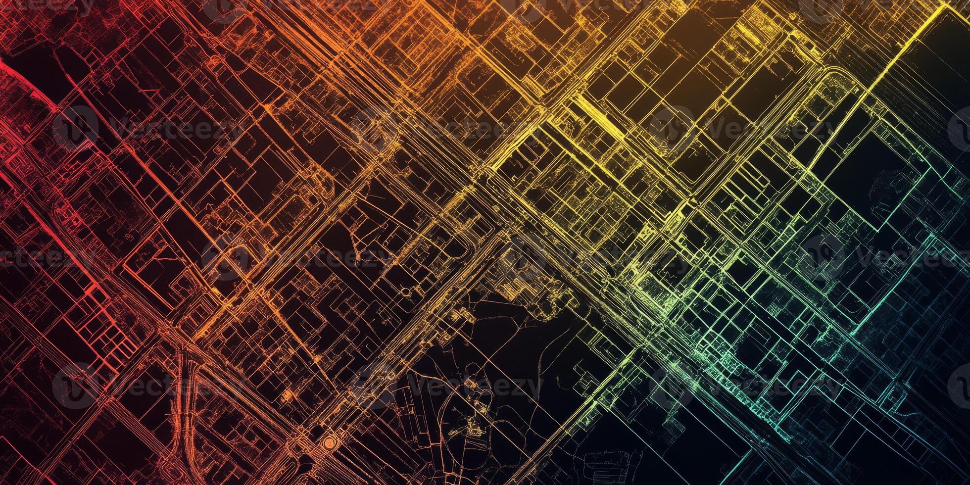 Abstract Cityscape Map Overlay Navigation Route Grid Design photo