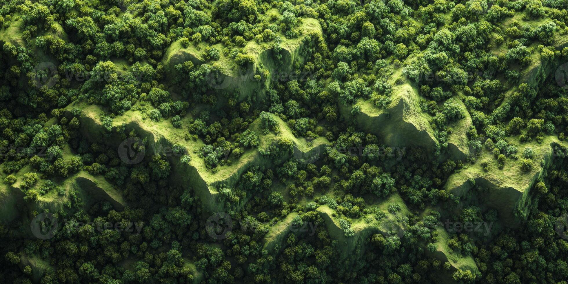 Lush Green Hills 3D Topographic Forest Map Nature Texture photo
