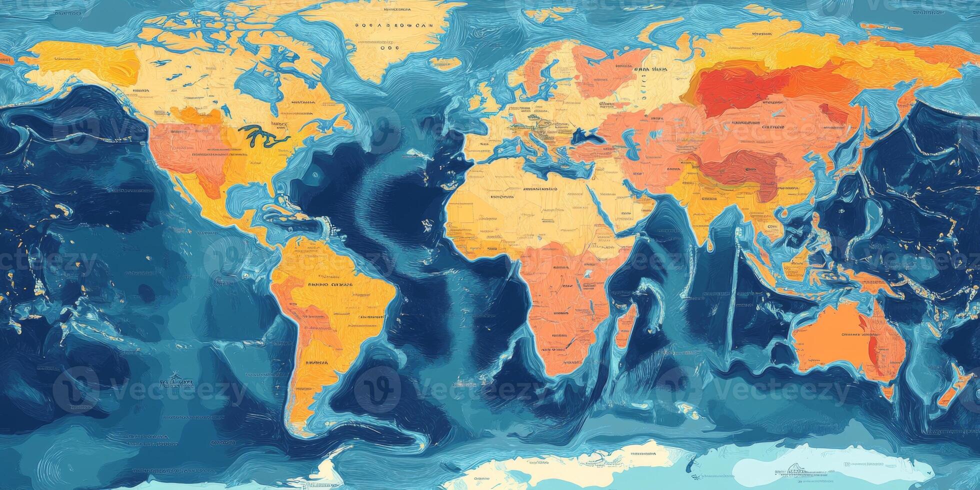 Detailed World Map Continents Oceans High Resolution Geography photo