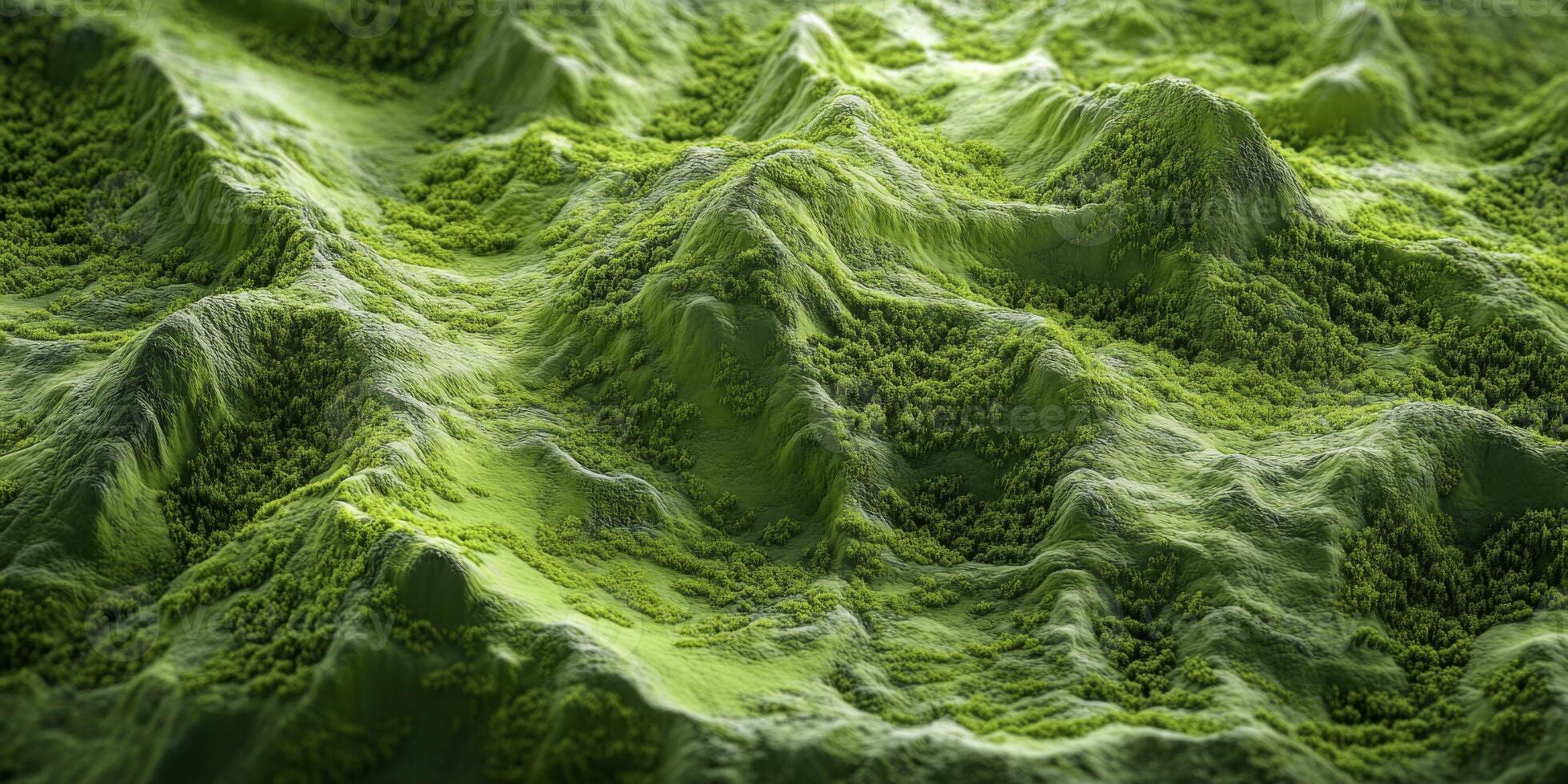 Lush Green 3D Topographic Map Hills Forest Texture Nature Elevation Detail Realistic Terrain photo