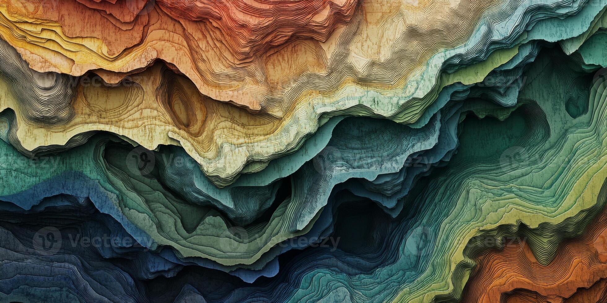 Abstract Topographic Map Colorful Terrain Layers Artistic Elevation Relief photo