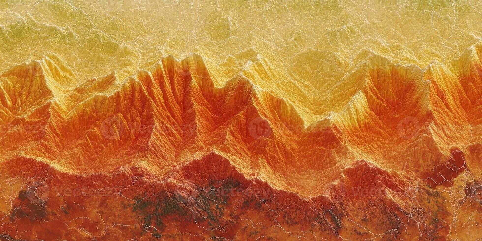 Aerial View of Mountain Range Detailed Topography Orange Hues 3D Render photo