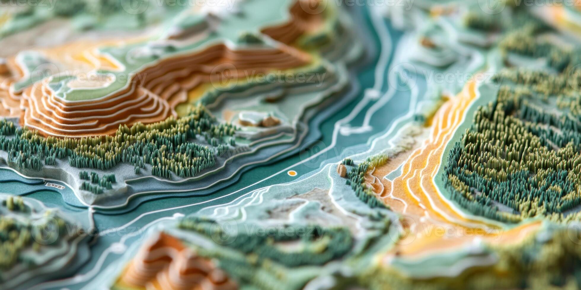 Detailed Topographic Map Hiking Trails Landscape Nature photo