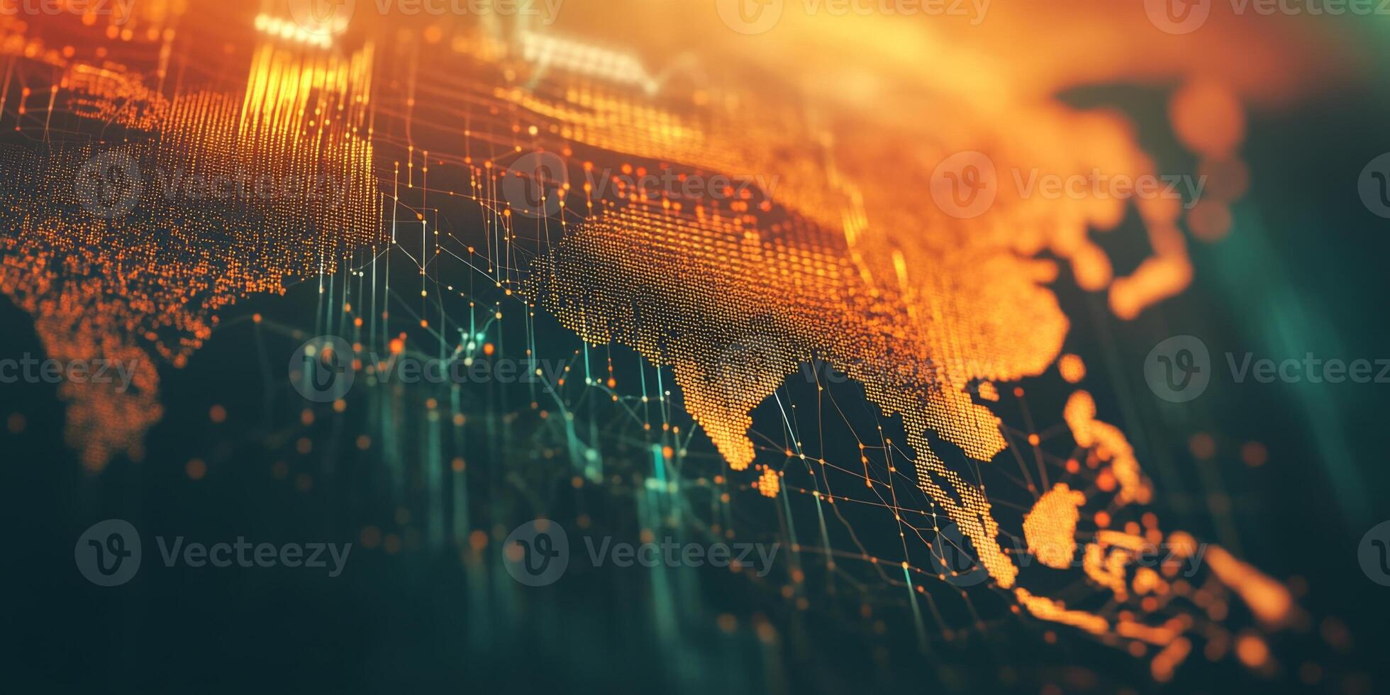 Global Network Digital World Map Data Visualization Connectivity Technology photo