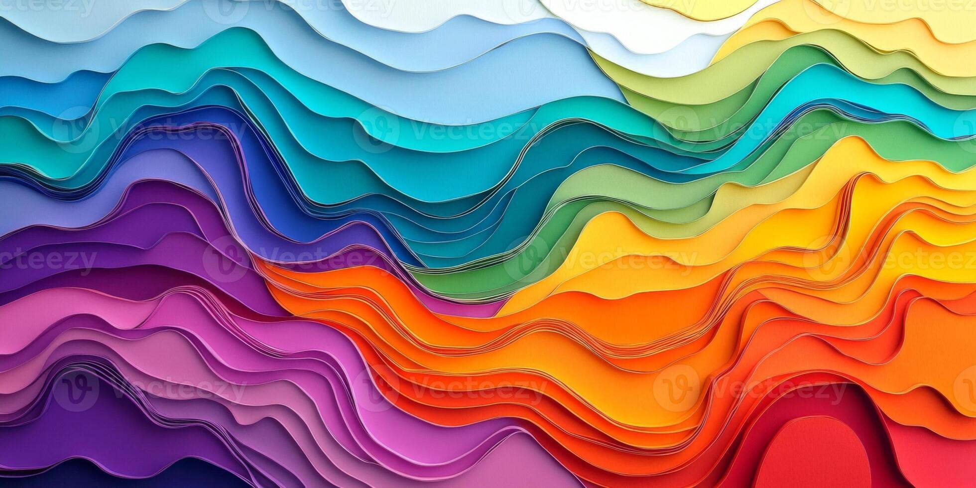 Abstract Rainbow Papercut Layers Colorful Wavy Texture Background photo