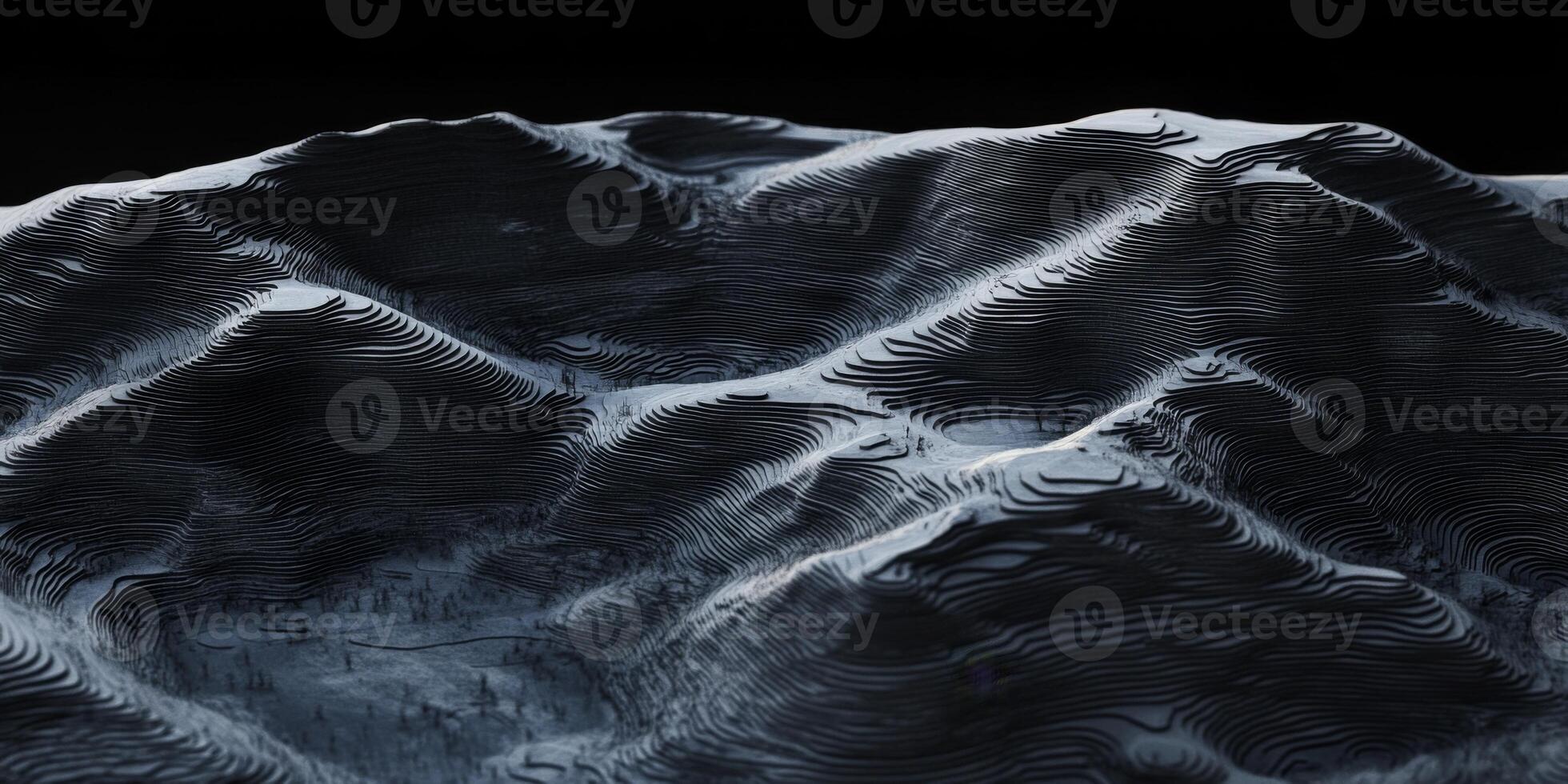 Modern Minimalist 3D Elevation Map Dark Contour Lines Topographic Terrain photo