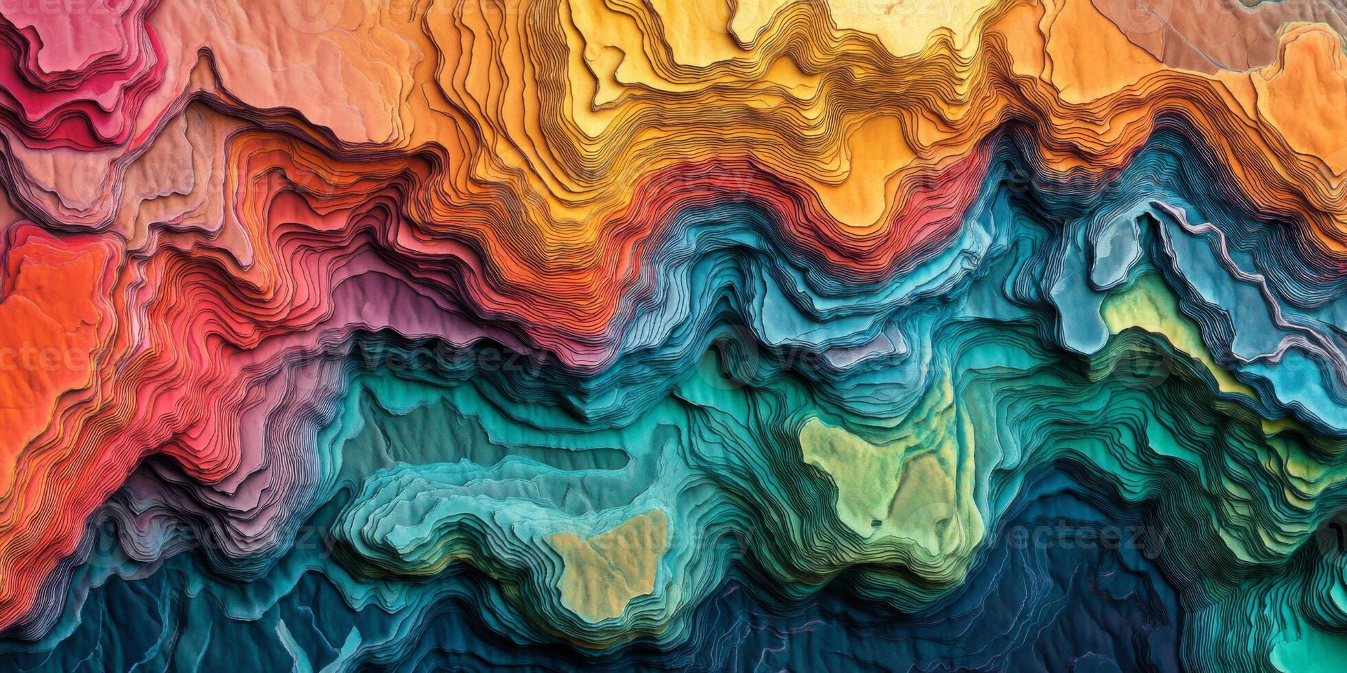 Abstract Colorful Layered Terrain Elevation Map Art photo