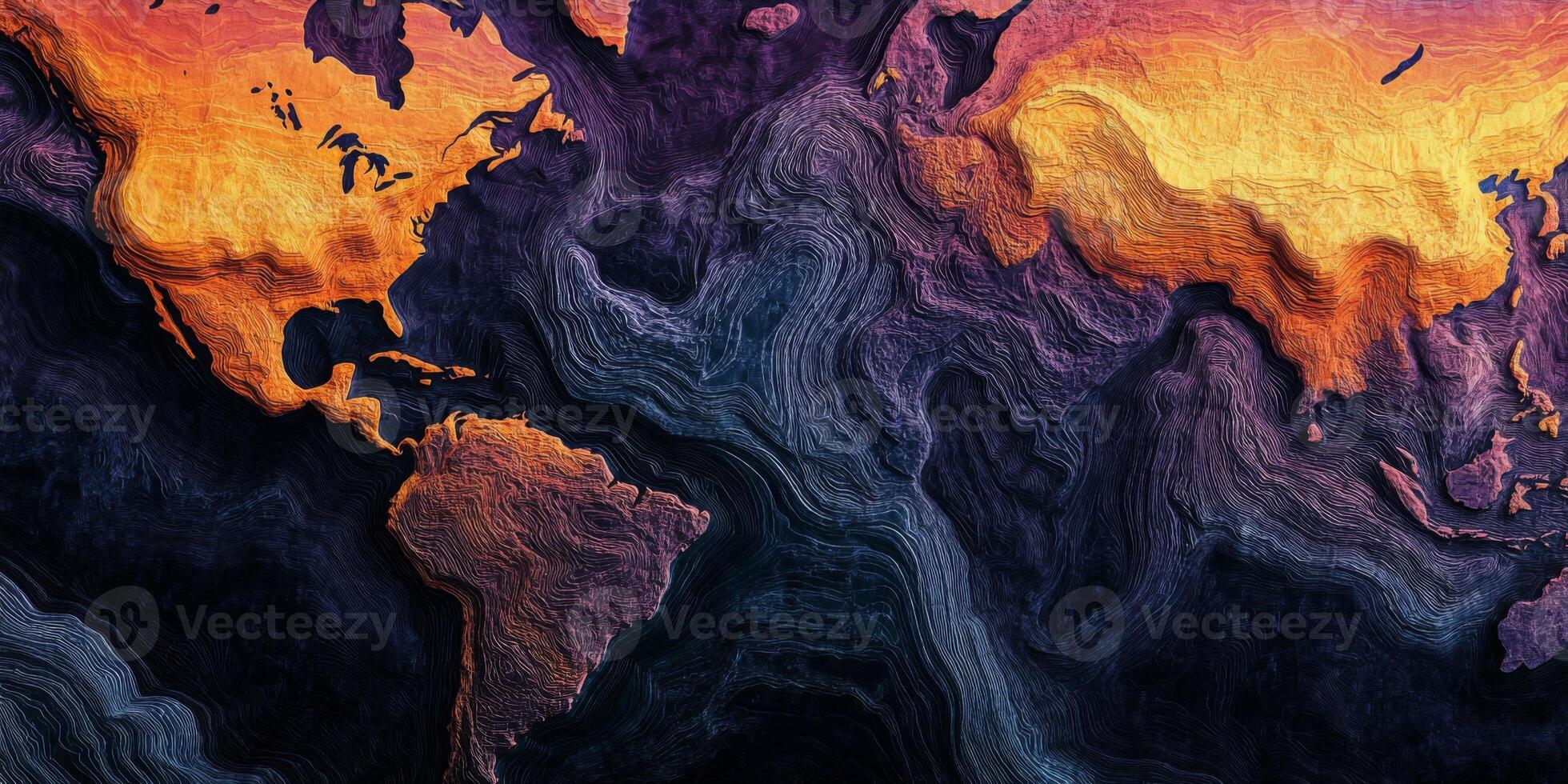 Abstract World Map Topographic Lines Global Relief Earth Texture photo