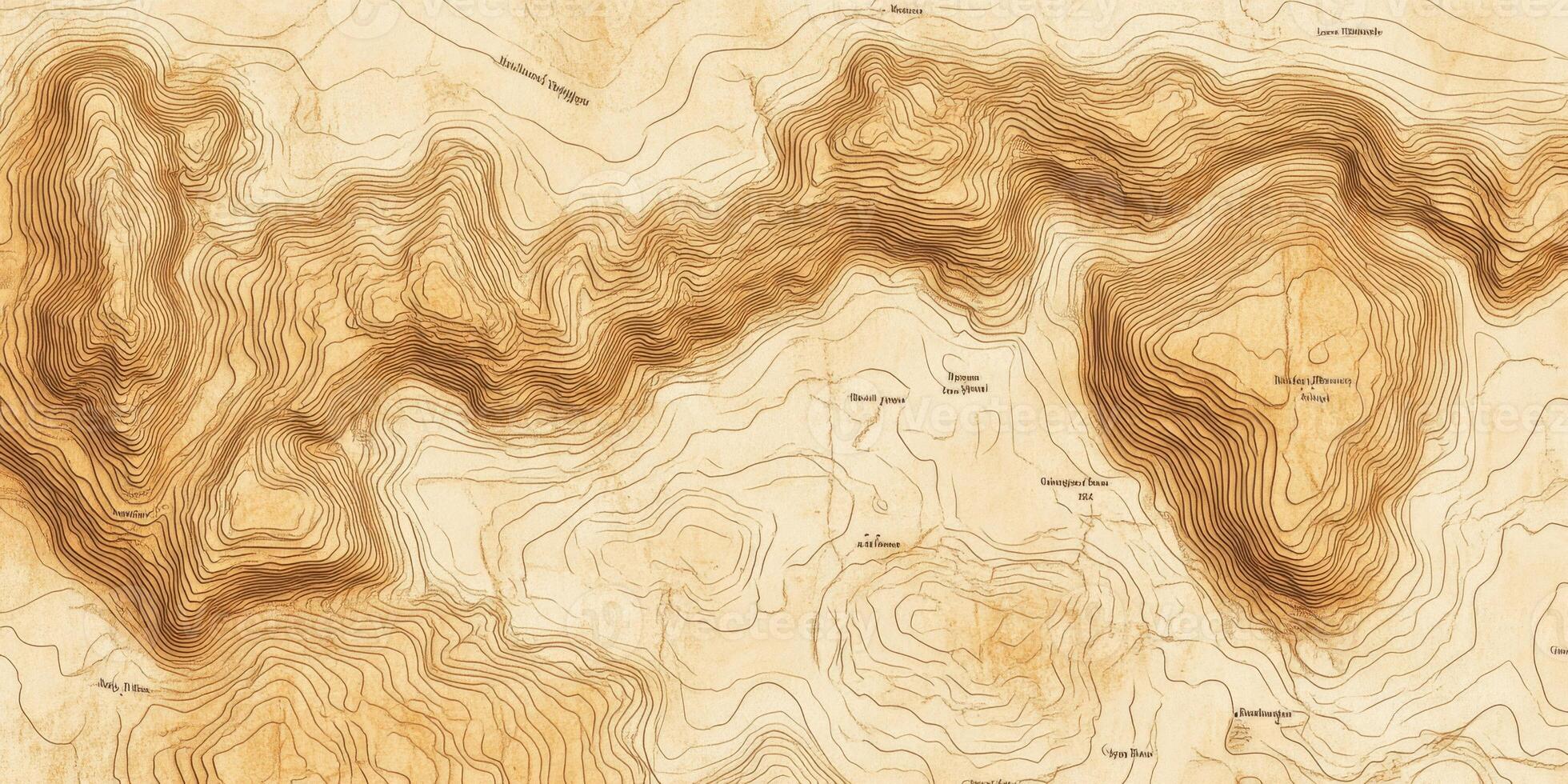 Rustic Topographic Map Vintage Terrain Design Hand Drawn Contour Lines Earth Tones Nature Background photo