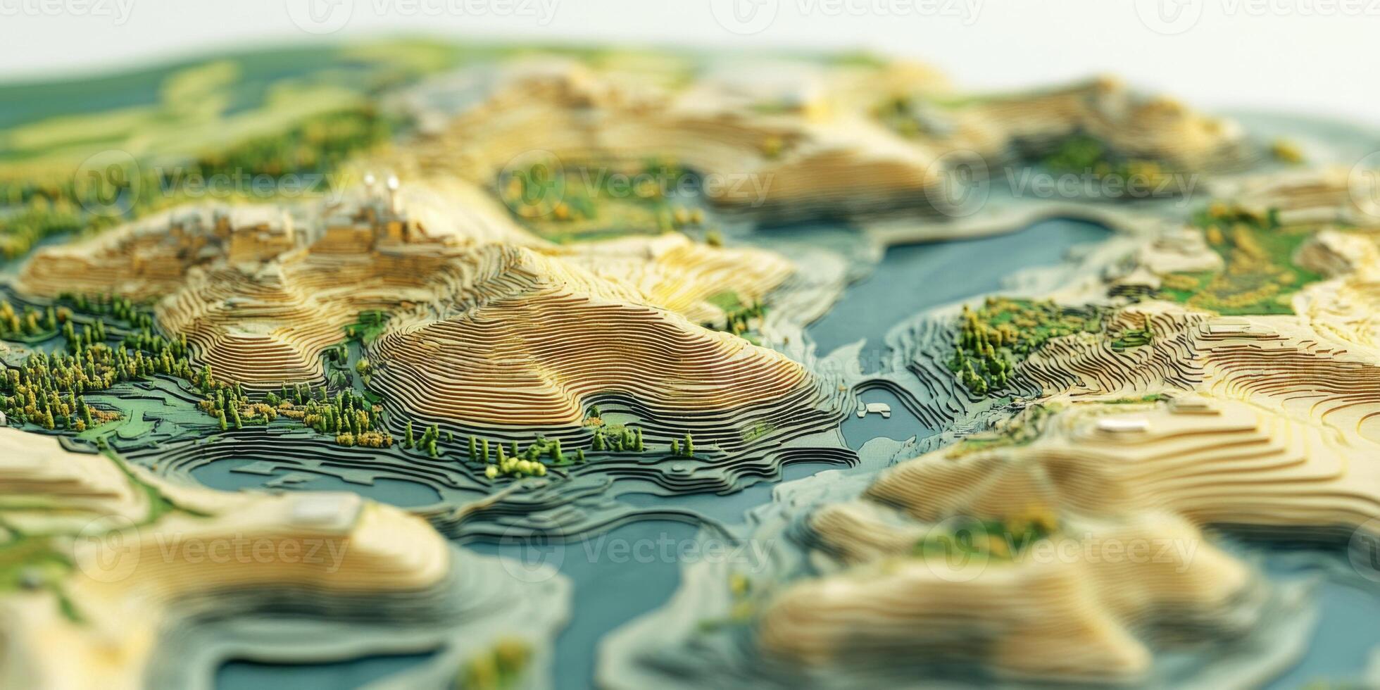 3D Topographic Map Hills Mountains Terrain Landscape Nature photo