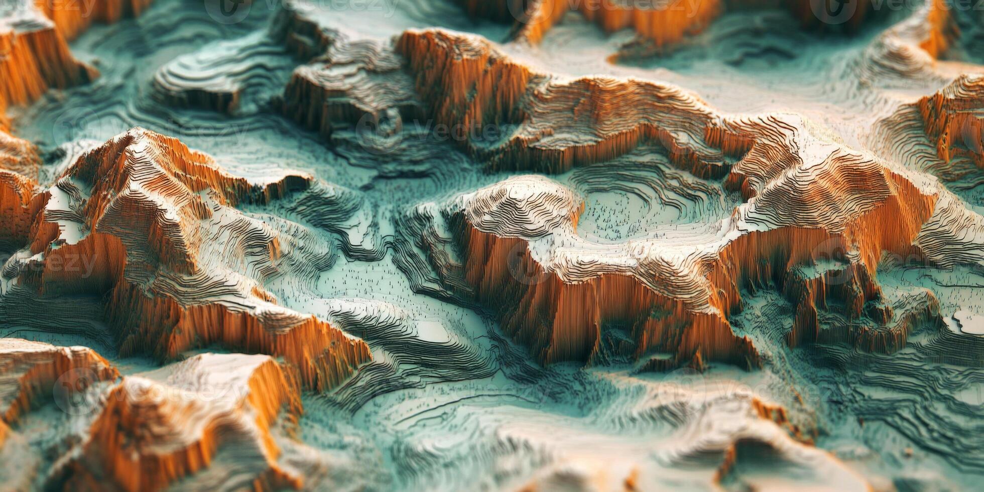 Abstract Topographic Mountain Landscape 3D Render Nature Geology Terrain Relief Map Elevation photo