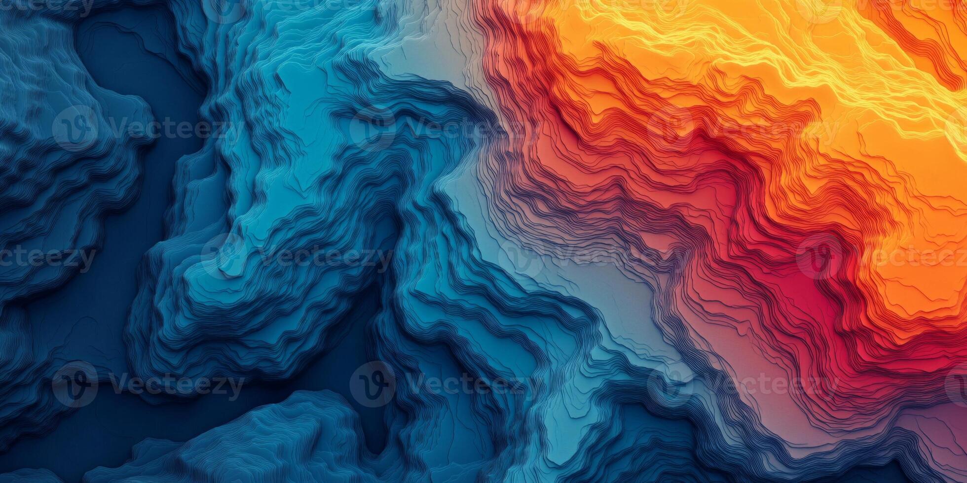 Abstract Topographic Map Blue Orange Heatmap 3D Terrain Gradient Texture Background photo