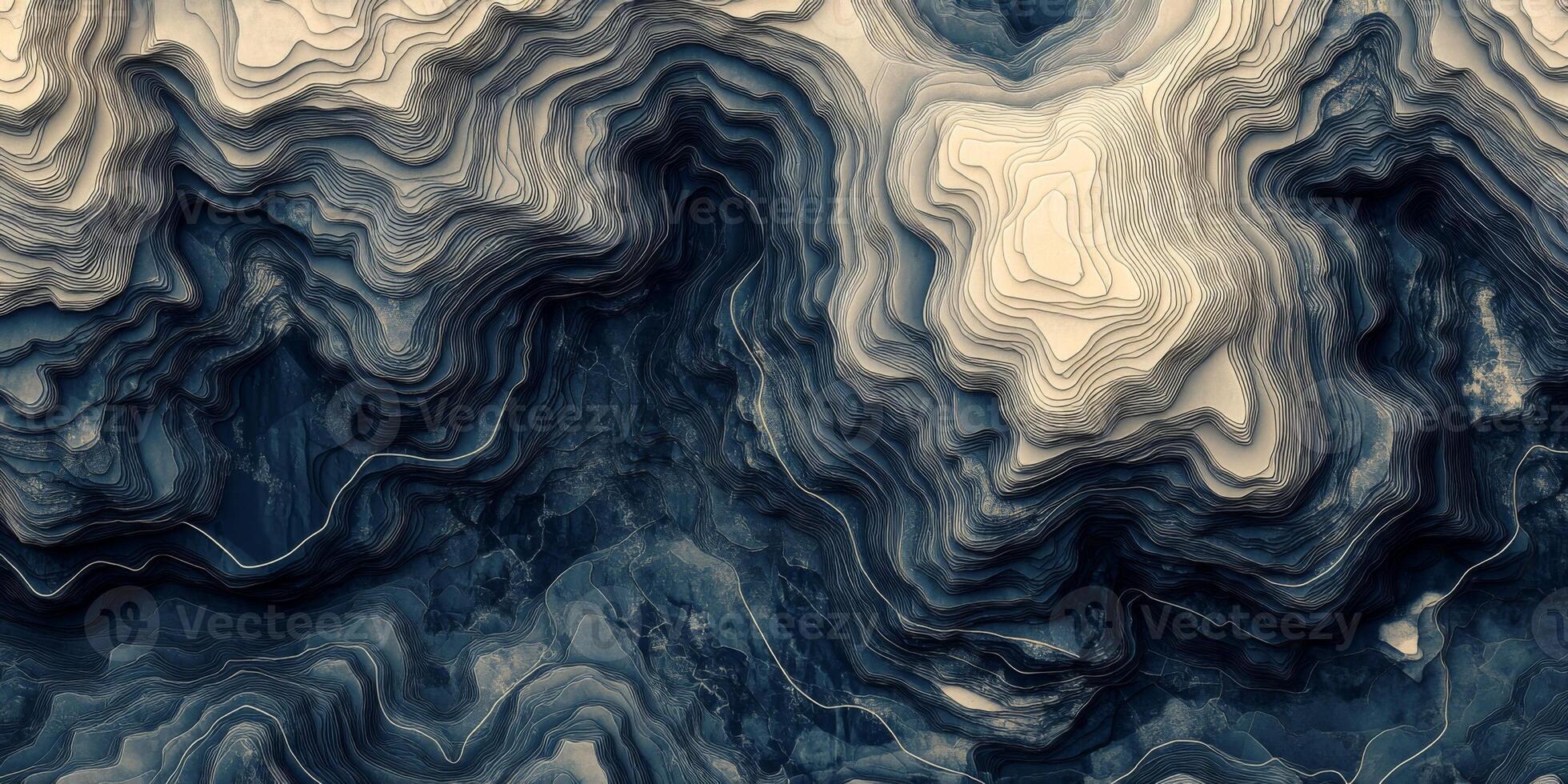 Abstract Topographic Map Aerial View Contour Lines Blue Hues GIS Relief Map photo