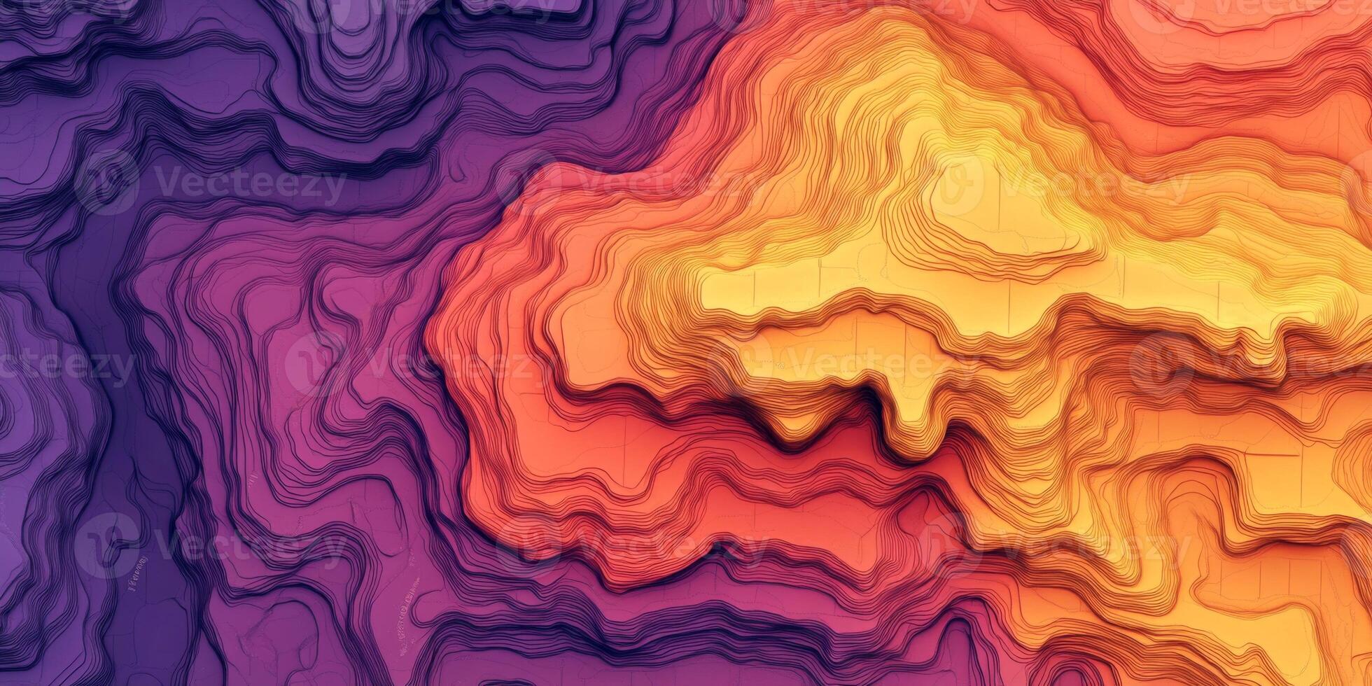 Abstract Topographic Map Warm Color Gradient Contour Lines Data Visualization photo