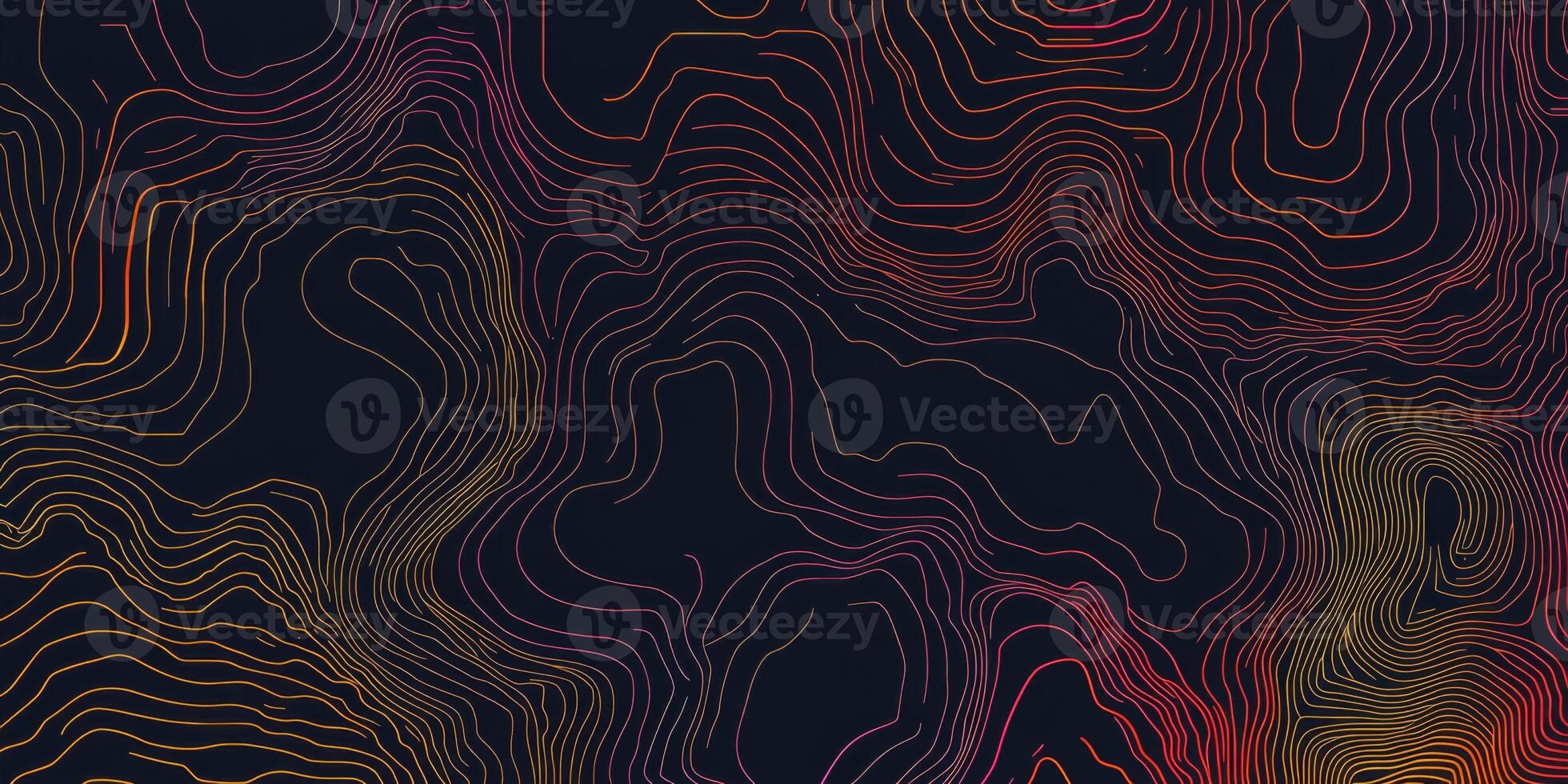 Abstract Neon Topographic Lines Minimalist Dark Background Texture photo