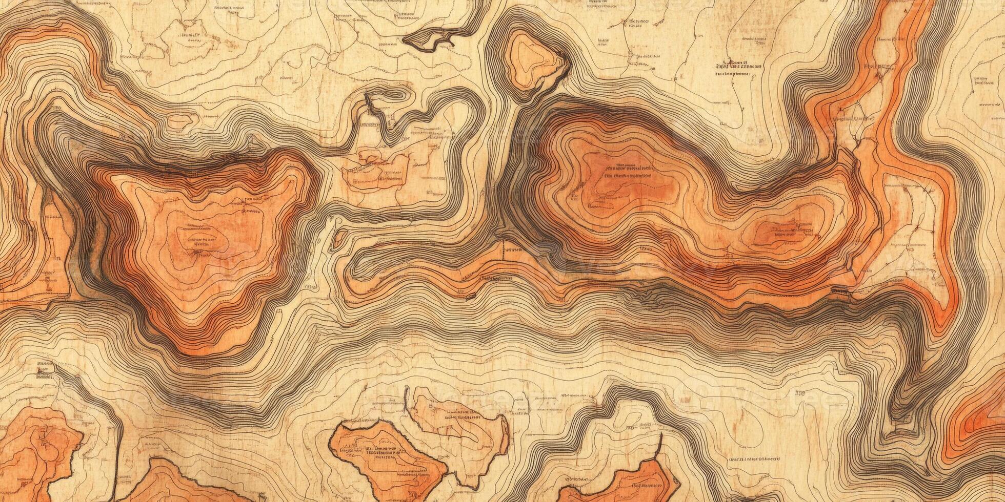 Vintage Topographic Map Rustic Hand Drawn Contour Lines Earthy Tones Geographic Design photo