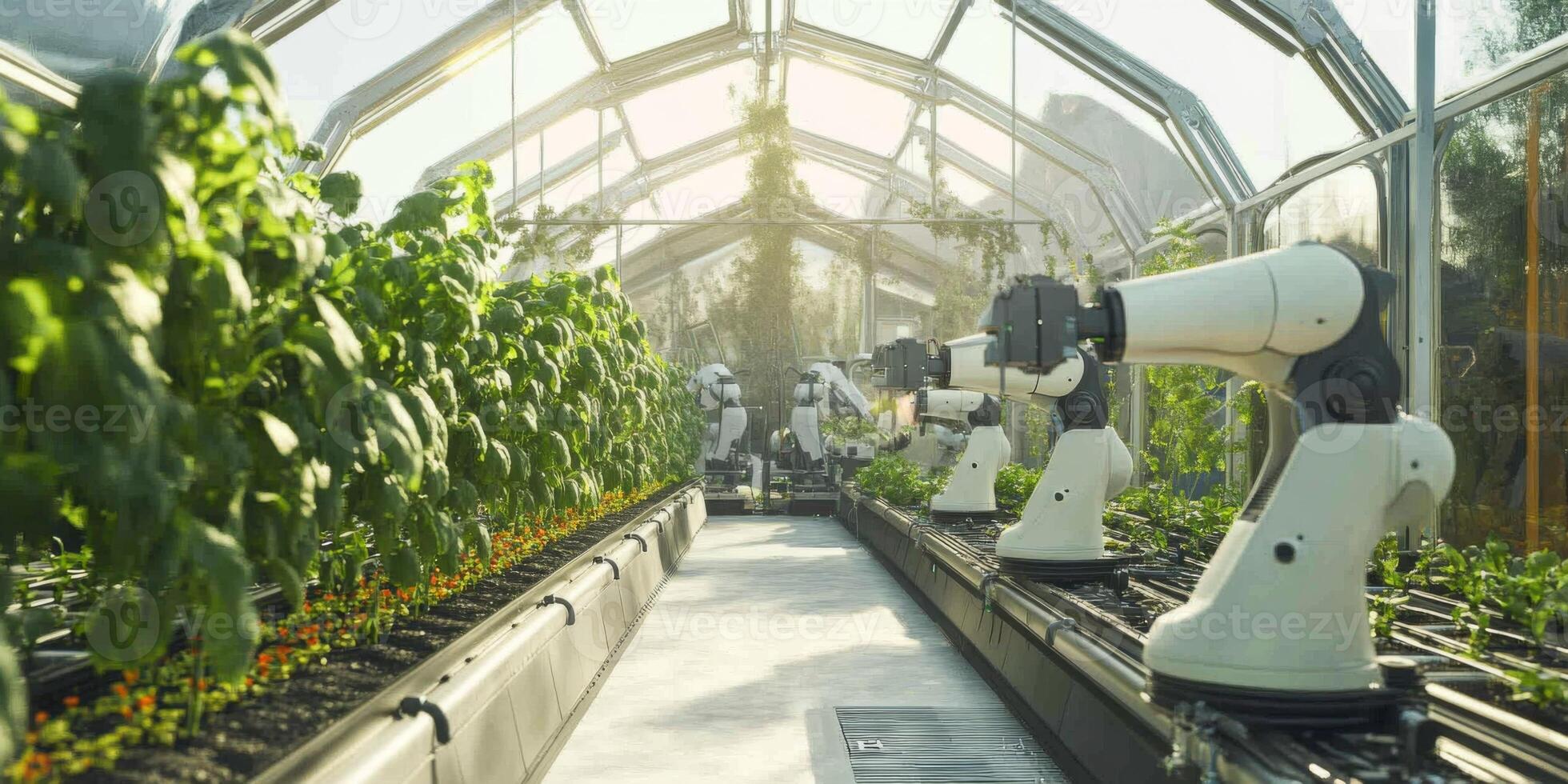Advanced Robotics in a Greenhouse Environment for Efficient Agriculture and Sustainable Crop Production with High-Tech Automation Solutions photo
