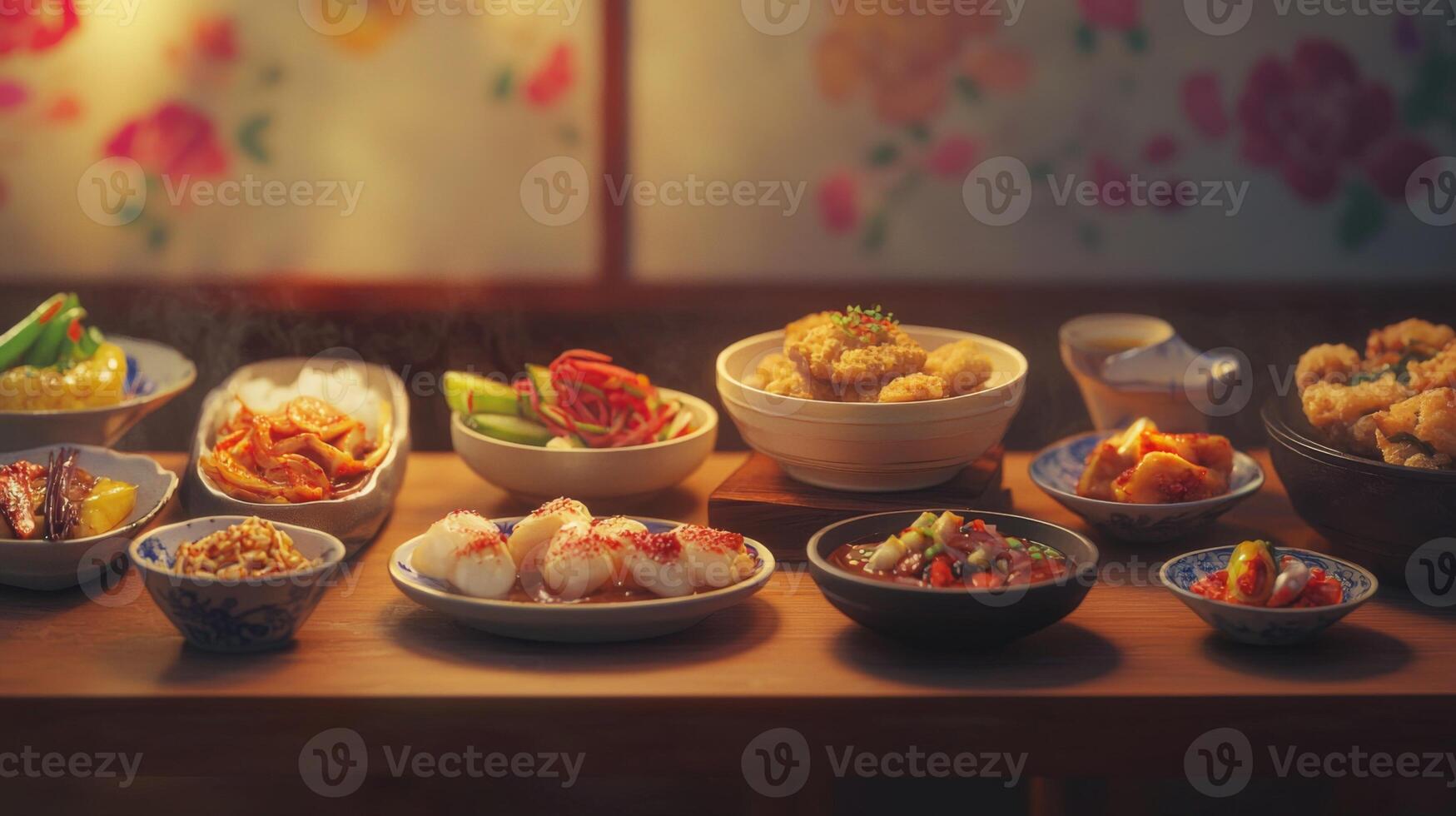 Delicious Korean Banchan Feast Authentic Food Photography photo