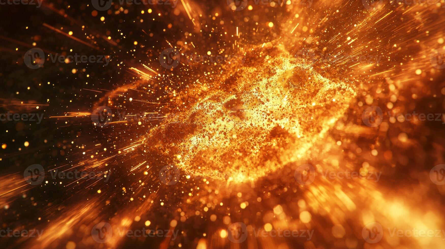 Fiery Abstract Background Golden Explosion Sparks and Glowing Particles photo
