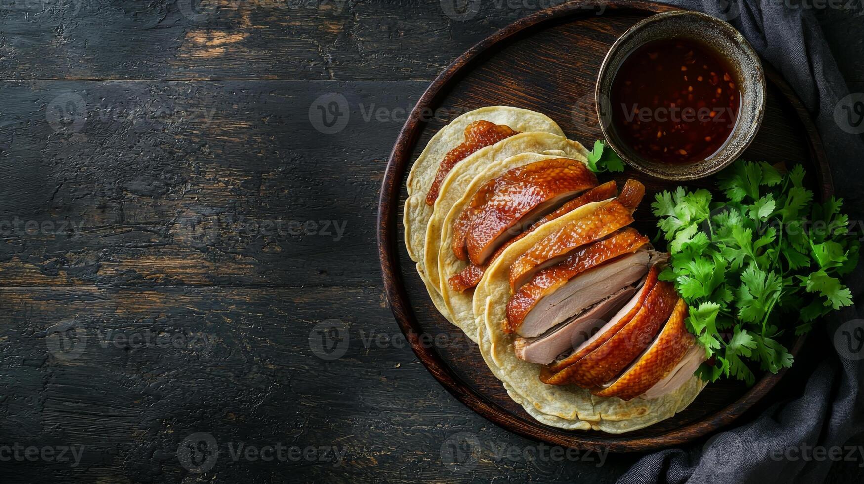Delicious Peking Duck with Pancakes Hoisin Sauce Asian Cuisine photo