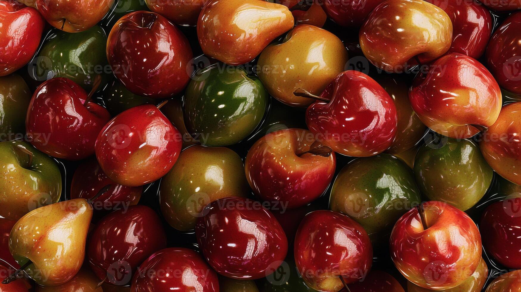 Shiny Red Green Golden Apples Pears Seamless Pattern 8K High Resolution Still Life photo