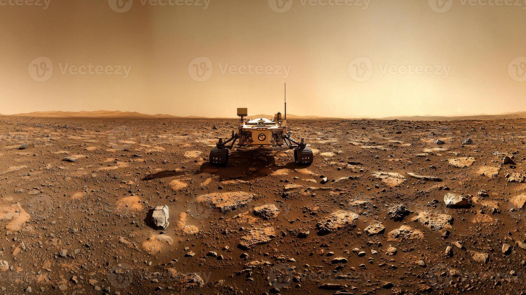 Martian Rover on Red Planet Exploration Spacecraft Desert Landscape photo