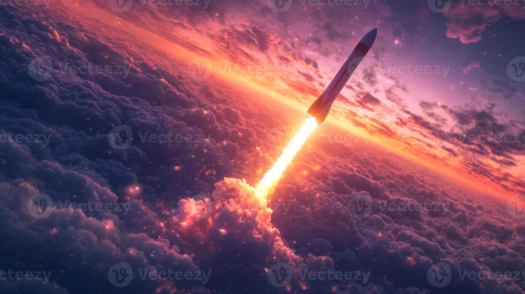 Majestic Rocket Launch at Sunrise Space Exploration Technology Clouds photo