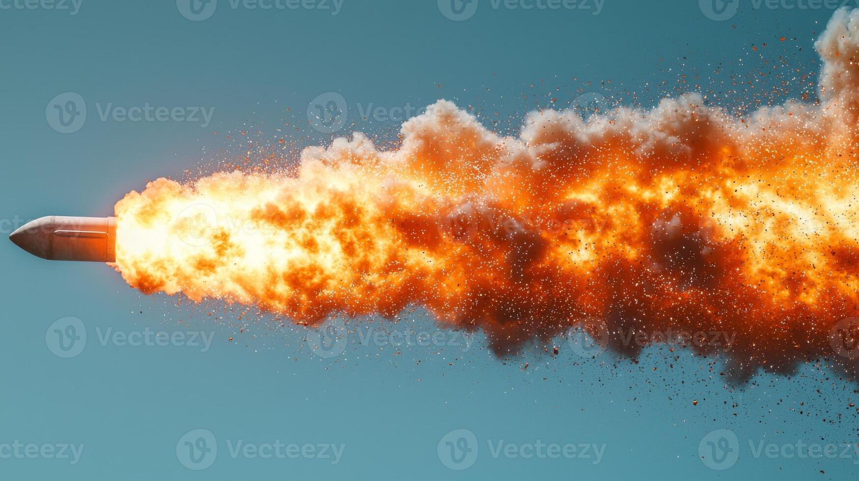 Intense Rocket Launch Fiery Blastoff Space Exploration photo