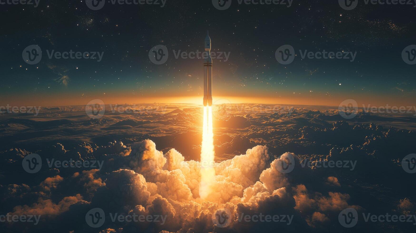 Dramatic Rocket Launch at Sunrise Space Exploration Image photo