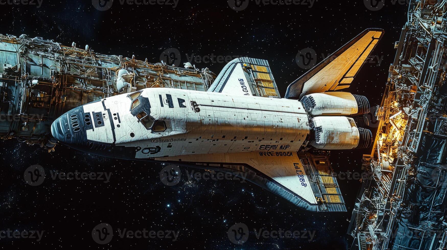 Space Shuttle Docking Spacecraft Station in Orbit High Resolution Image photo