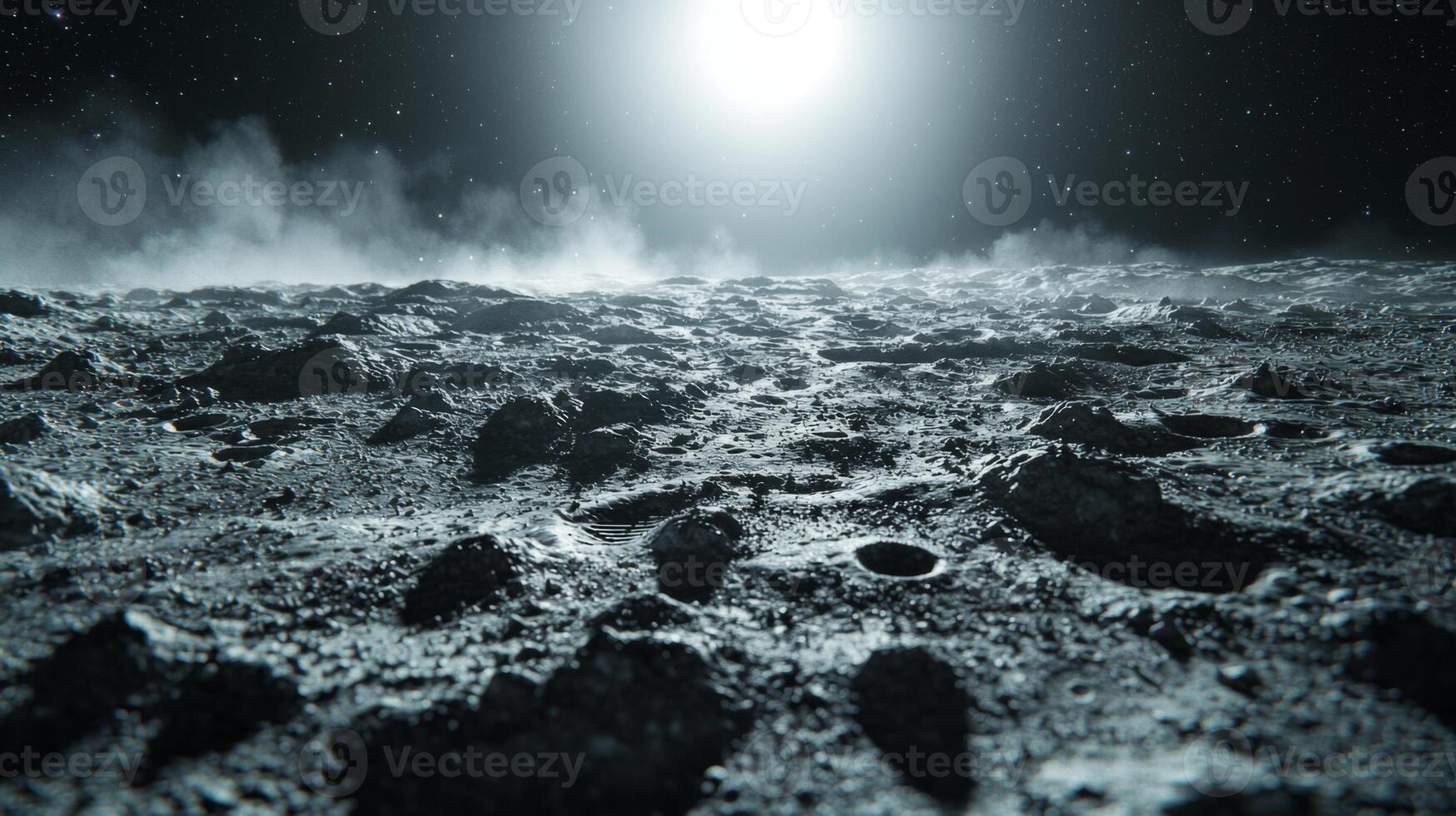 Lunar Surface Astronaut Footprint Craters Moon Rocks 8K Space Exploration photo