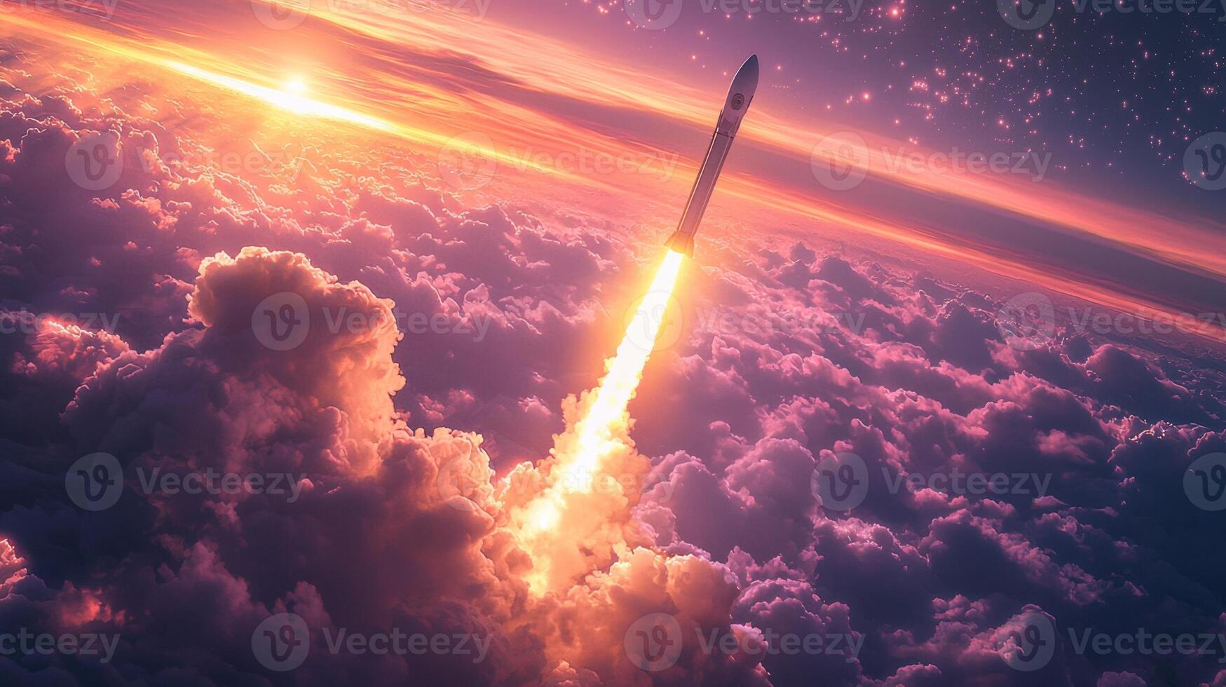 Majestic Rocket Launch at Sunrise Space Exploration Imagery photo