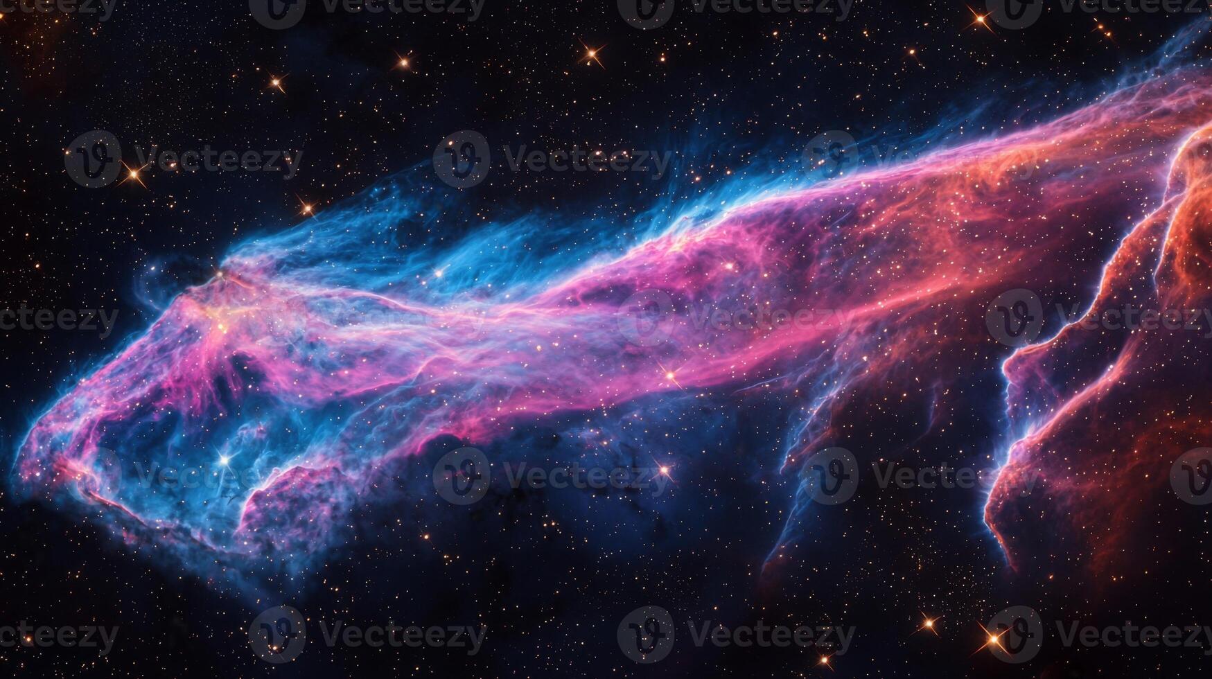 Cosmic Nebula Pink Purple Blue Gas Clouds in Deep Space photo