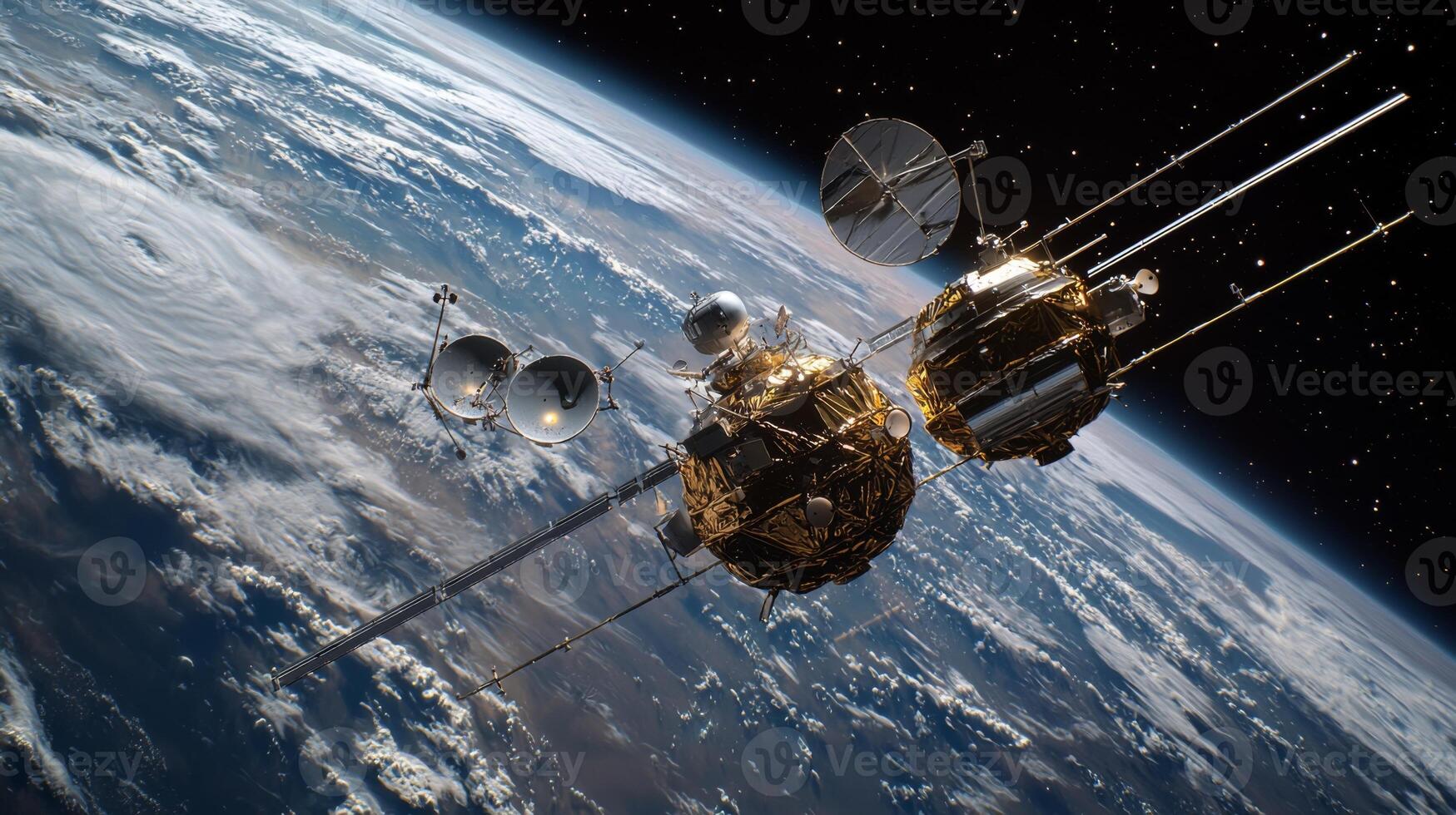 Satellite Docking Space Station Orbit Earth High Resolution Image photo