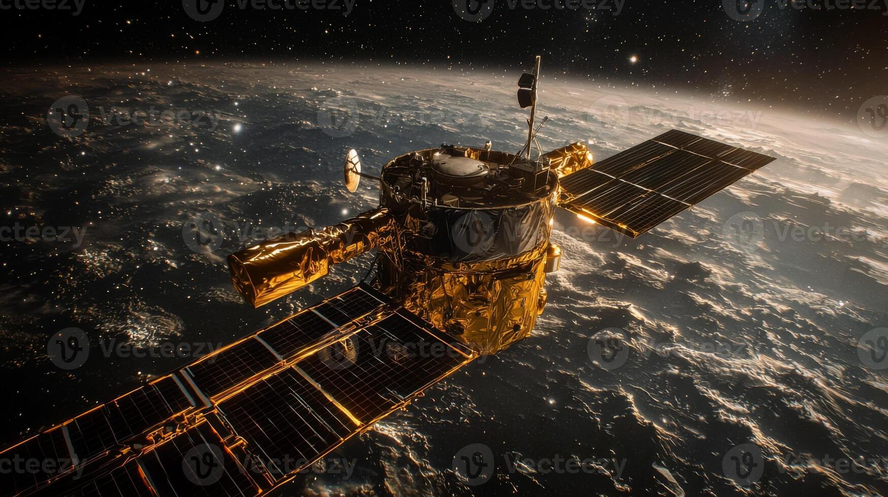 High Resolution Satellite in Space Orbiting Earth photo