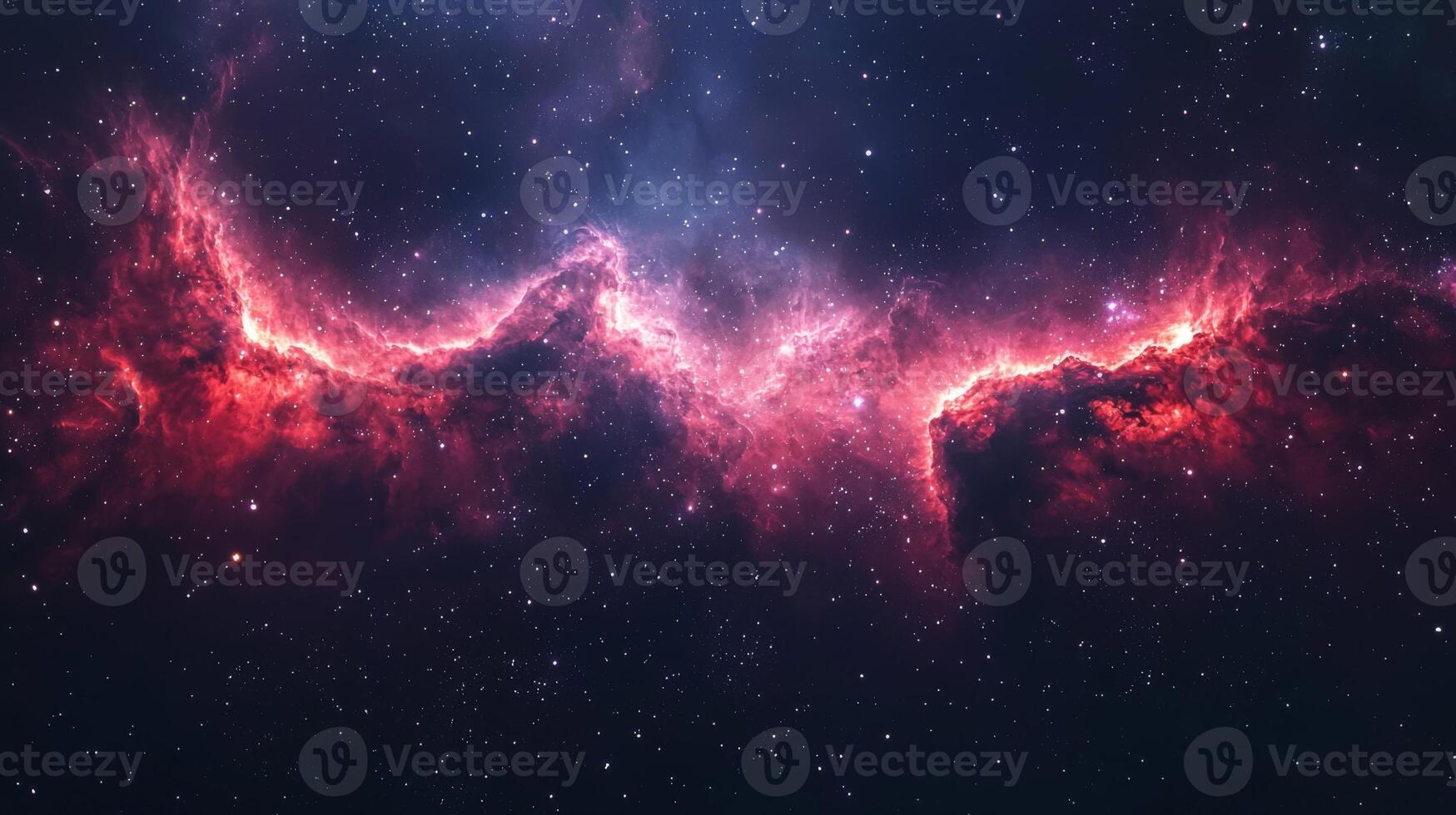 Cosmic Nebula Red Magenta Blue Gas Clouds in Space photo