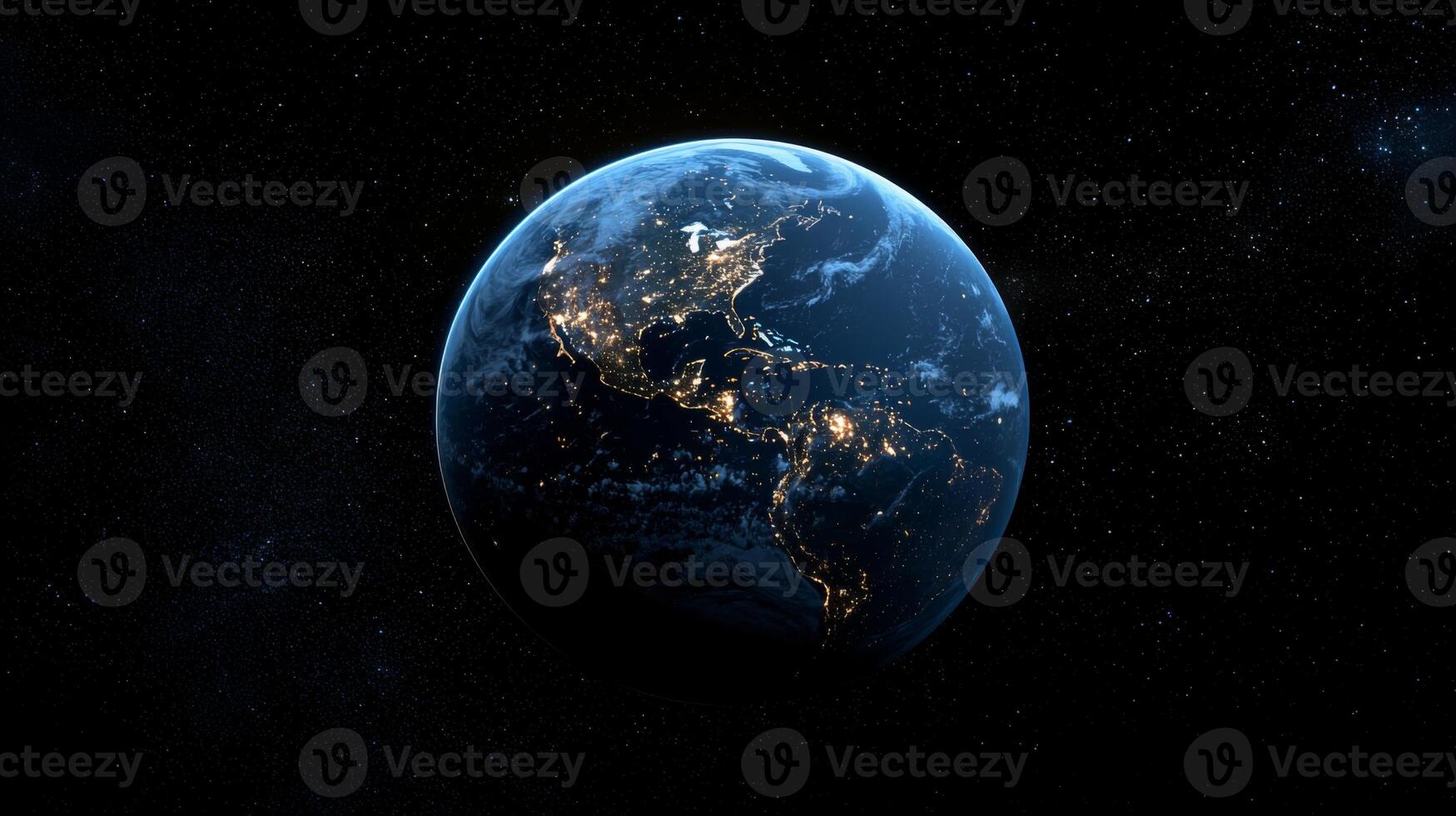 Night Earth Stunning Space View City Lights Planet Cosmos Globe photo