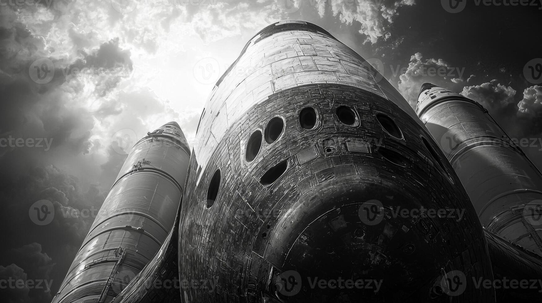 Dramatic Space Shuttle Launchpad Closeup Black White High Resolution photo