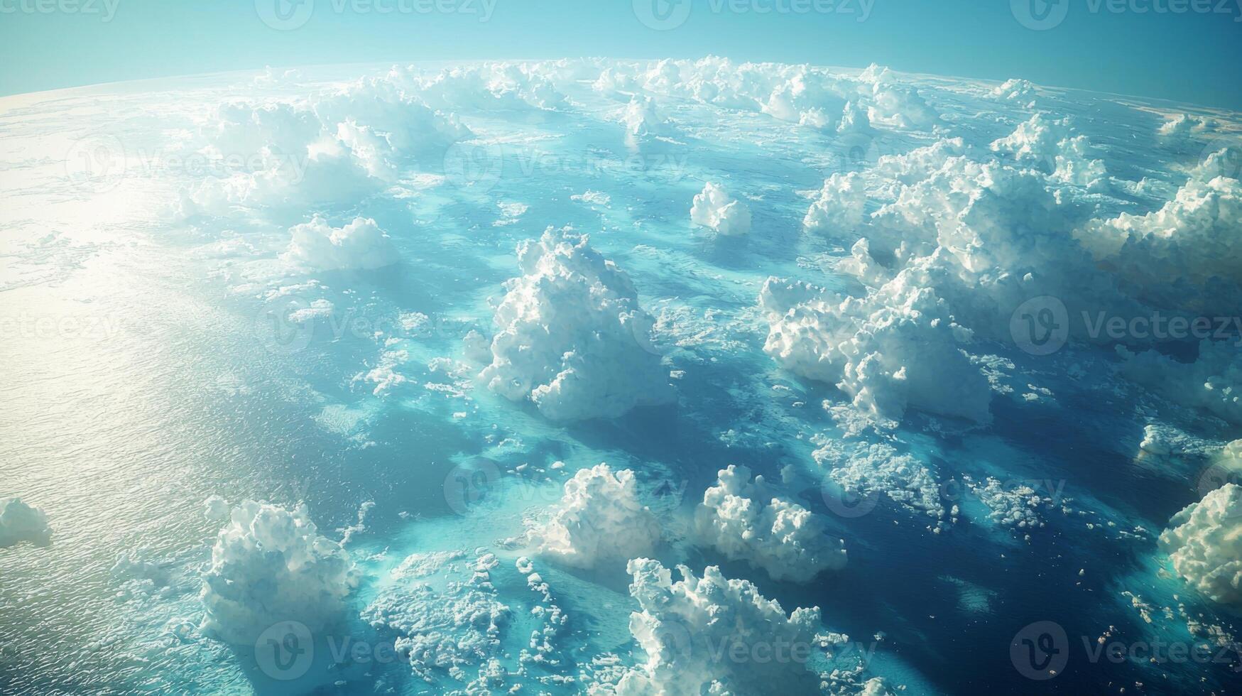Aerial View Ocean Cloudscape Serenity Blue Water High Resolution Image photo