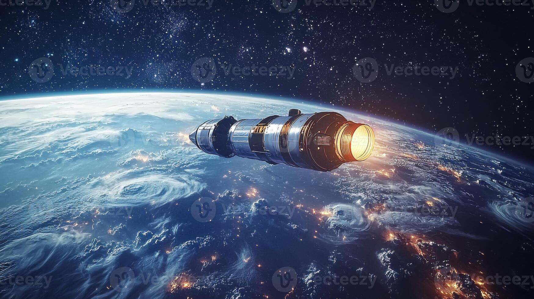 Rocket Launch Earth Orbit Space Exploration Night Sky High Resolution photo