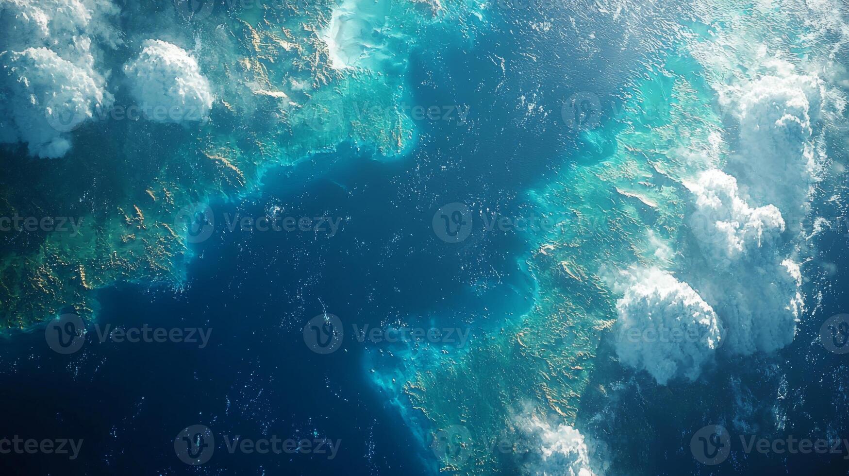 Stunning Aerial Earth View Ocean Clouds Coastline High Resolution Image photo