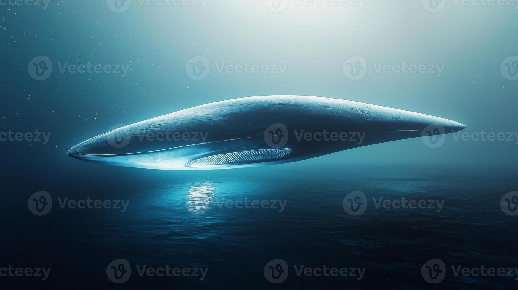 Mysterious Alien Spaceship Over Luminous Blue Planet Sci Fi 8K Image photo