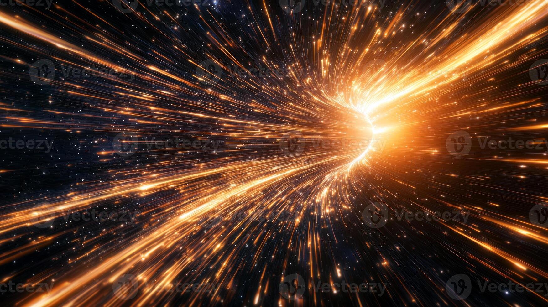 Warp Speed Spaceship Entering Hyperspace Cosmic Tunnel Star Trails Energy Burst Sci Fi Background photo