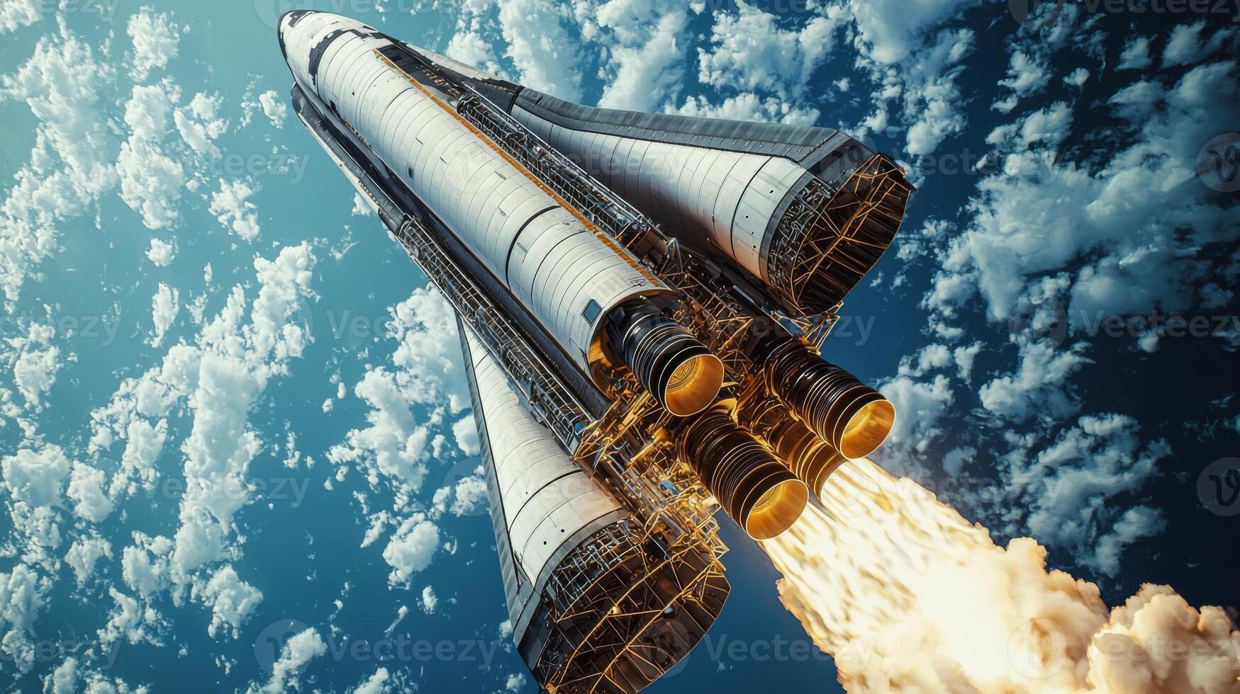 Space Shuttle Launch Dramatic Ascent Through Clouds photo