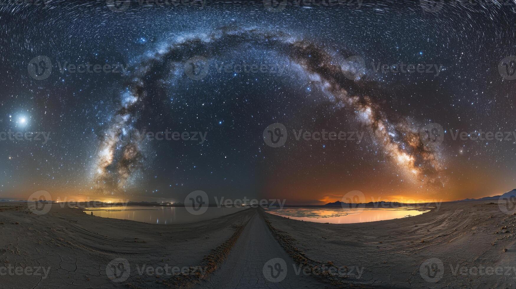 Majestic Milky Way Galaxy over Desert Landscape at Night photo